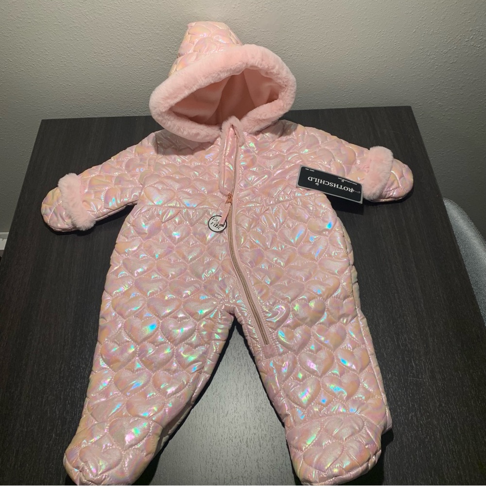Rothschild Baby Girls Pink Iridescent Snowsuit Size 6 to 9 Months NEW With Tags